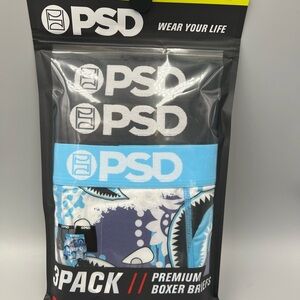 3 Pack! PSD 7" Inseam WarFace Blue Core Standard Premium Boxer Briefs. M, 32-34"